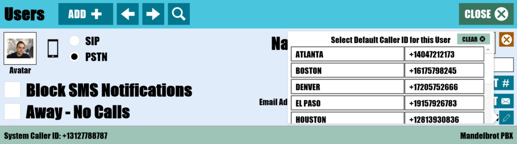 PBX outbound caller ID setting
